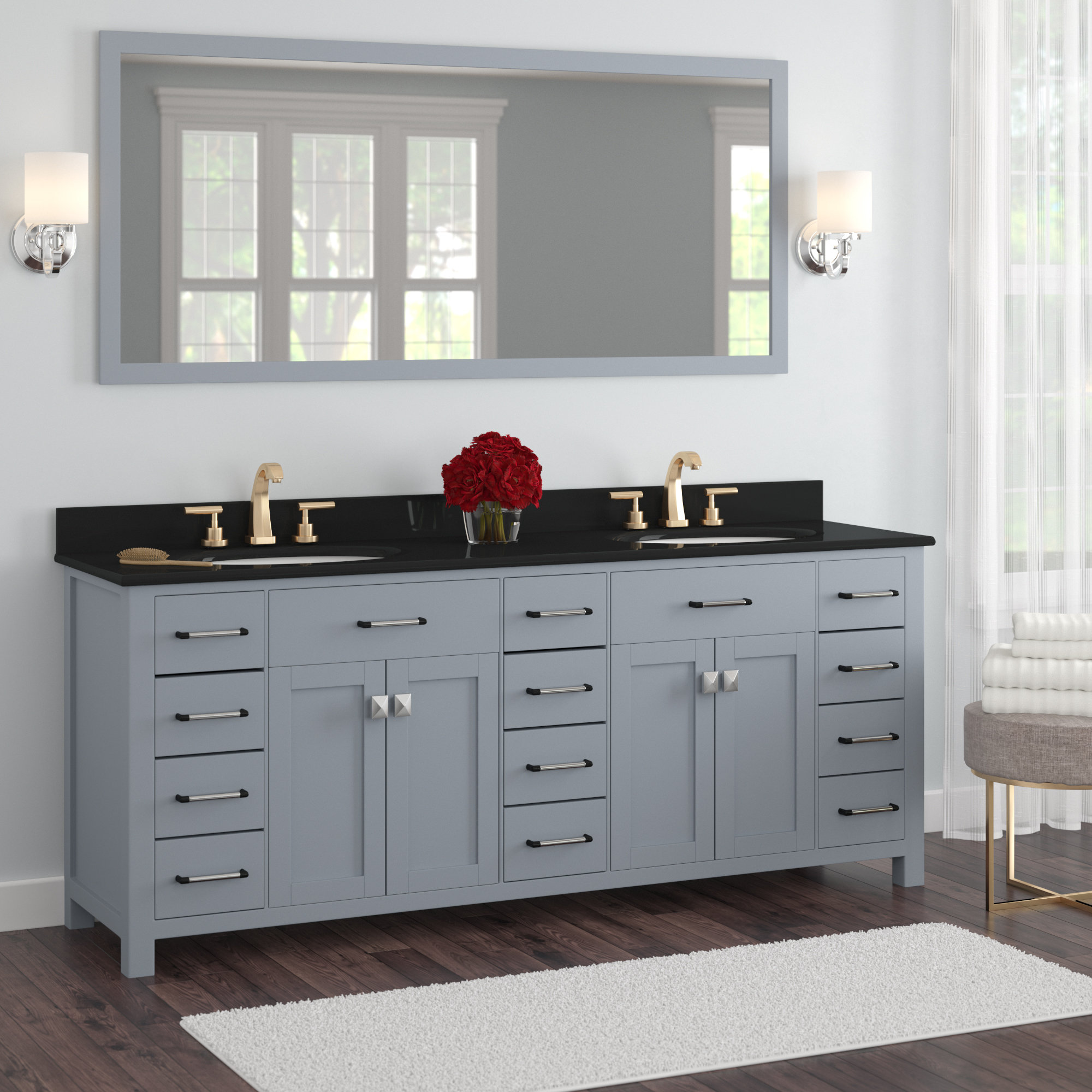 Laude Run Savitsky Modern 79 Double Bathroom Vanity Set With Double Bathroom Vanity Set