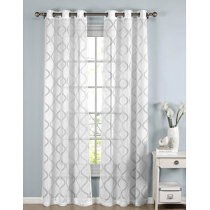 Lisse Geometric Sheer Curtain Panels (Set of 2)