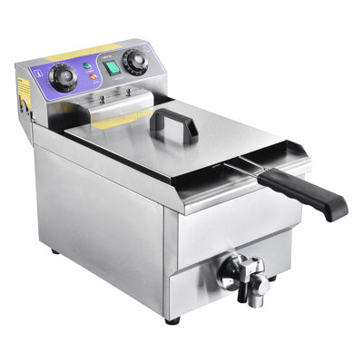 WeChef Commercial Electric Deep Fryer 11.7L 1500W Fryer w/Time Control and Oil Filtration Single Removable Basket Stainless Steel Countertop Fryer for Commercial Restaurant Use