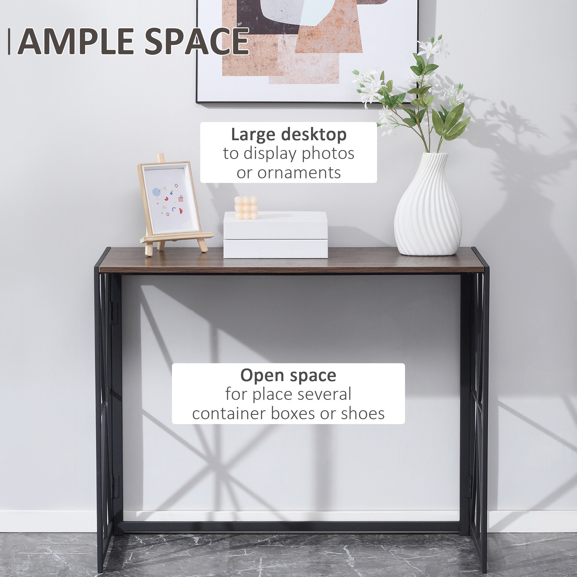 17 Stories Folding Console Table, Industrial Sofa Table, Narrow