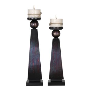 2 Piece Metal Candlestick Set