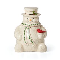 Large Tea & More Winter Snowman Ceramic Jar Canister with Airtight Lid for Cookies Candies American Atelier Holiday Cookie Jar Chocolates Unique Gift Idea for Christmas or Birthday Coffee 