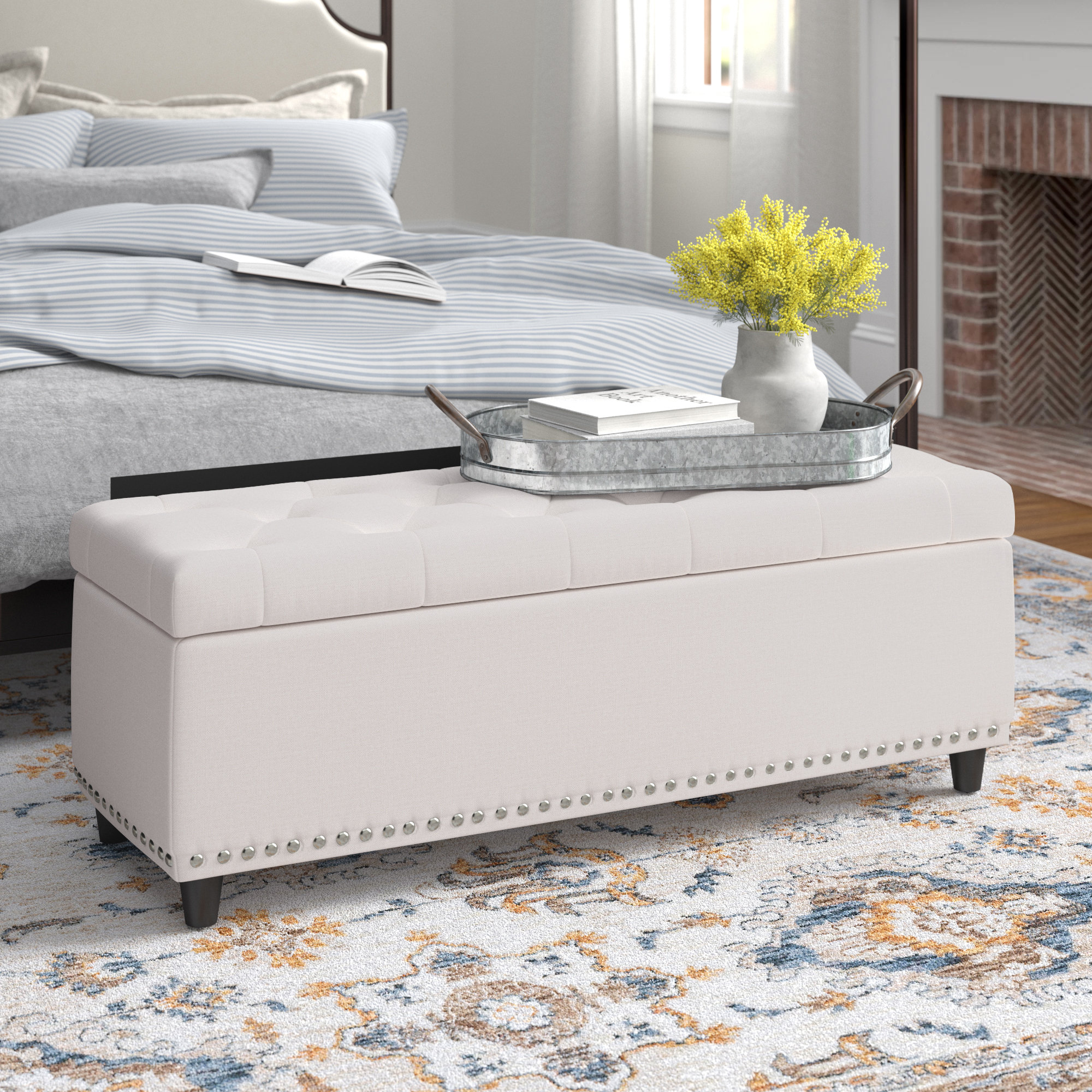 Upholstered Flip Top Storage Bench