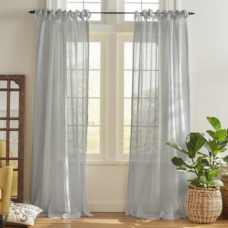 Dupre Tie-Top Solid Sheer Single Curtain Panel & Reviews | Joss & Main