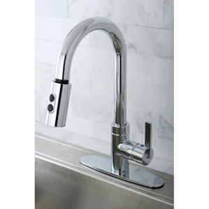 Kingston Brass Continental Gourmetier Single Handle Kitchen Faucet with Pull Down Spout