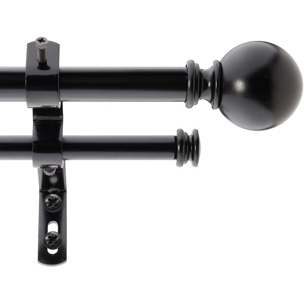 MANSION COLLECTION Large Ball Black Drapery Curtain Rod 28-144" Adjustable 