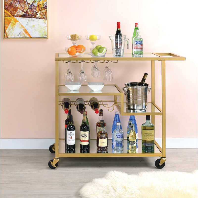 Everly Quinn Pete Metal Framed Bar Cart | Wayfair