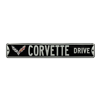 Car Brand Wall D&Atilde;cor AuthenticStreetSigns Car Brand Corvette  Drive C7 Black