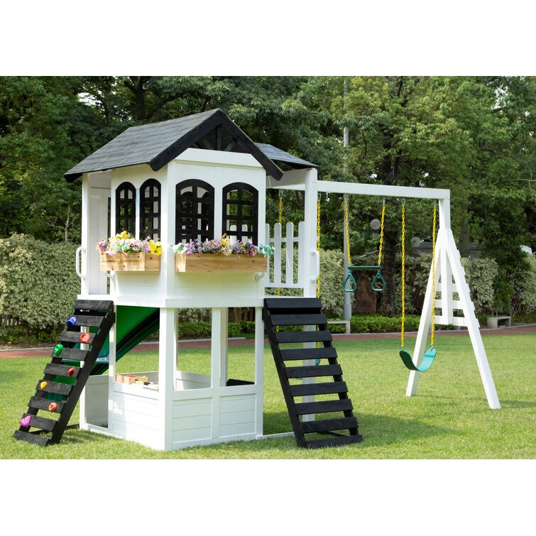 black and white swing set