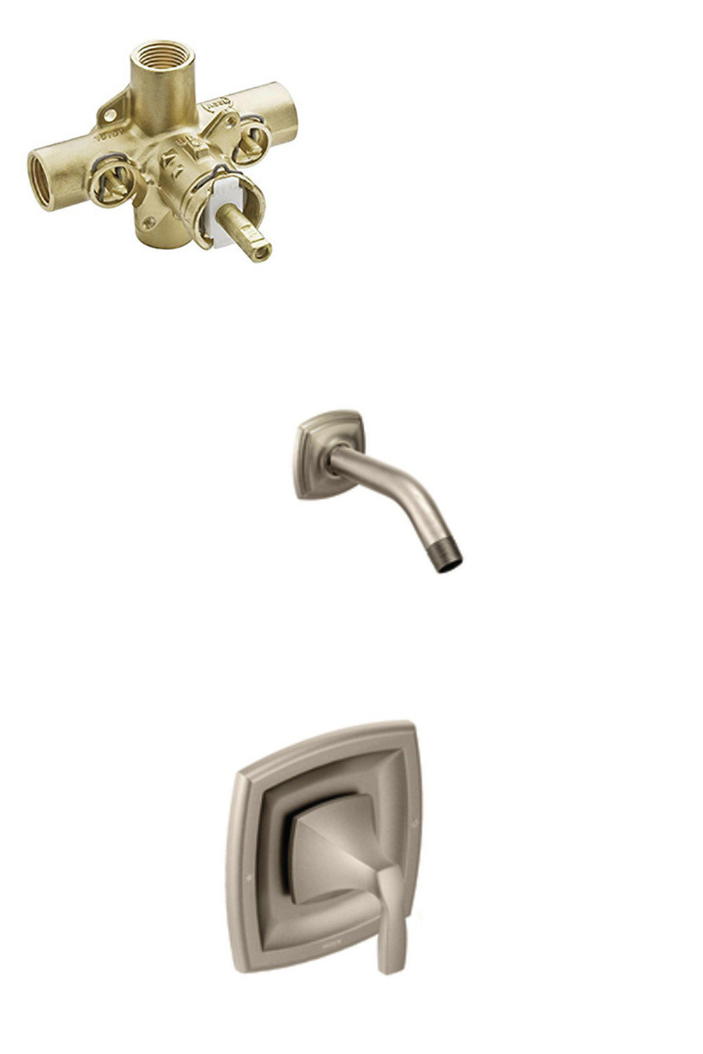 Moen T2692BG Voss Posi-Temp Shower Trim Kit With Valve – Brushed Gold Finish-435152