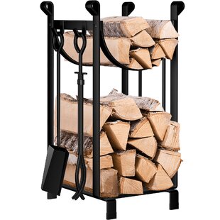 Metal Fireplace Organizer Details about   Compact Firewood Rack Wood Log or Kindling Holder