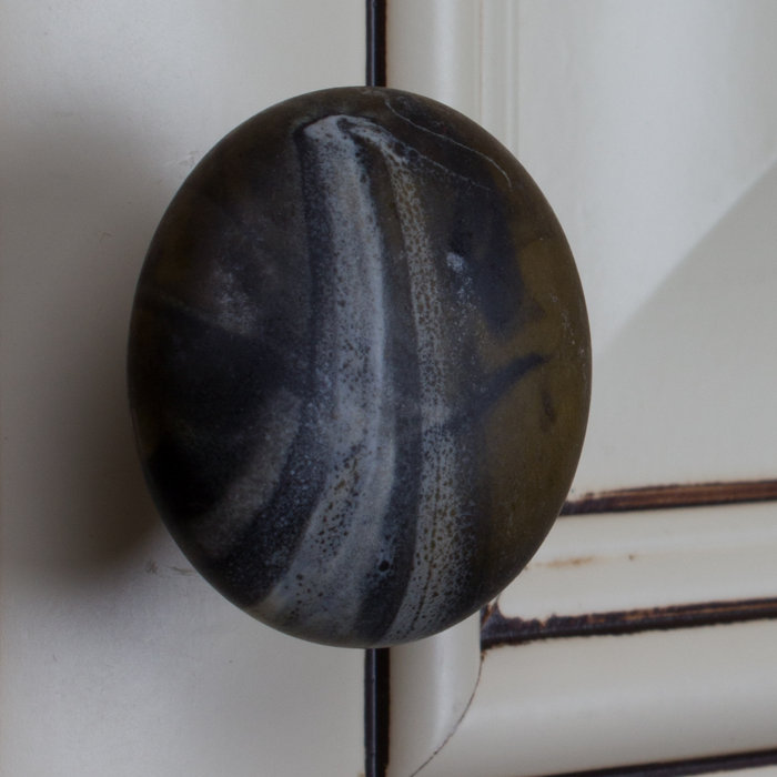 Gliderite Hardware Handpainted River Rock Stone Ceramic Cabinet