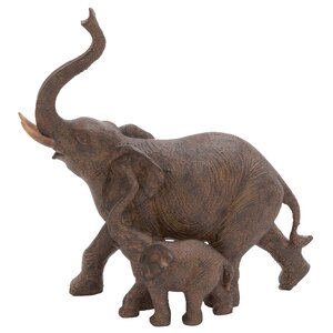 Bertaux Trumpeting Mother and Baby African Elephant Figurine