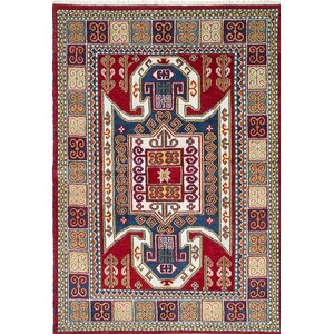 One-of-a-Kind Royal Kazak Hand-Knotted Blue/Red Area Rug