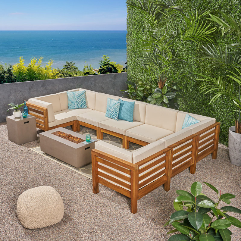 Joss Main Galindo Outdoor 10 Piece Sectional Seating Group With Cushions Wayfair