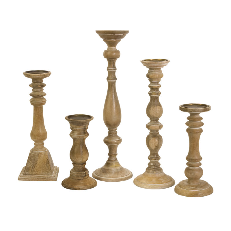 5-Piece Turned Candleholder Set