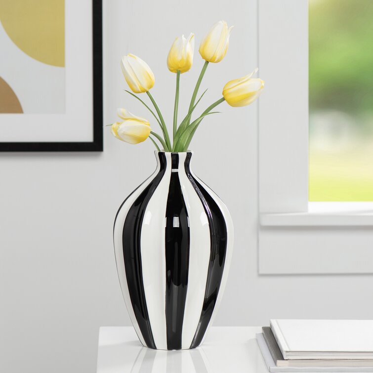 Vase Vintage Ceramic Flower/Dried Flower Arrangement for Home/Office Decorations Without Flowers Color : Black Trumpet 