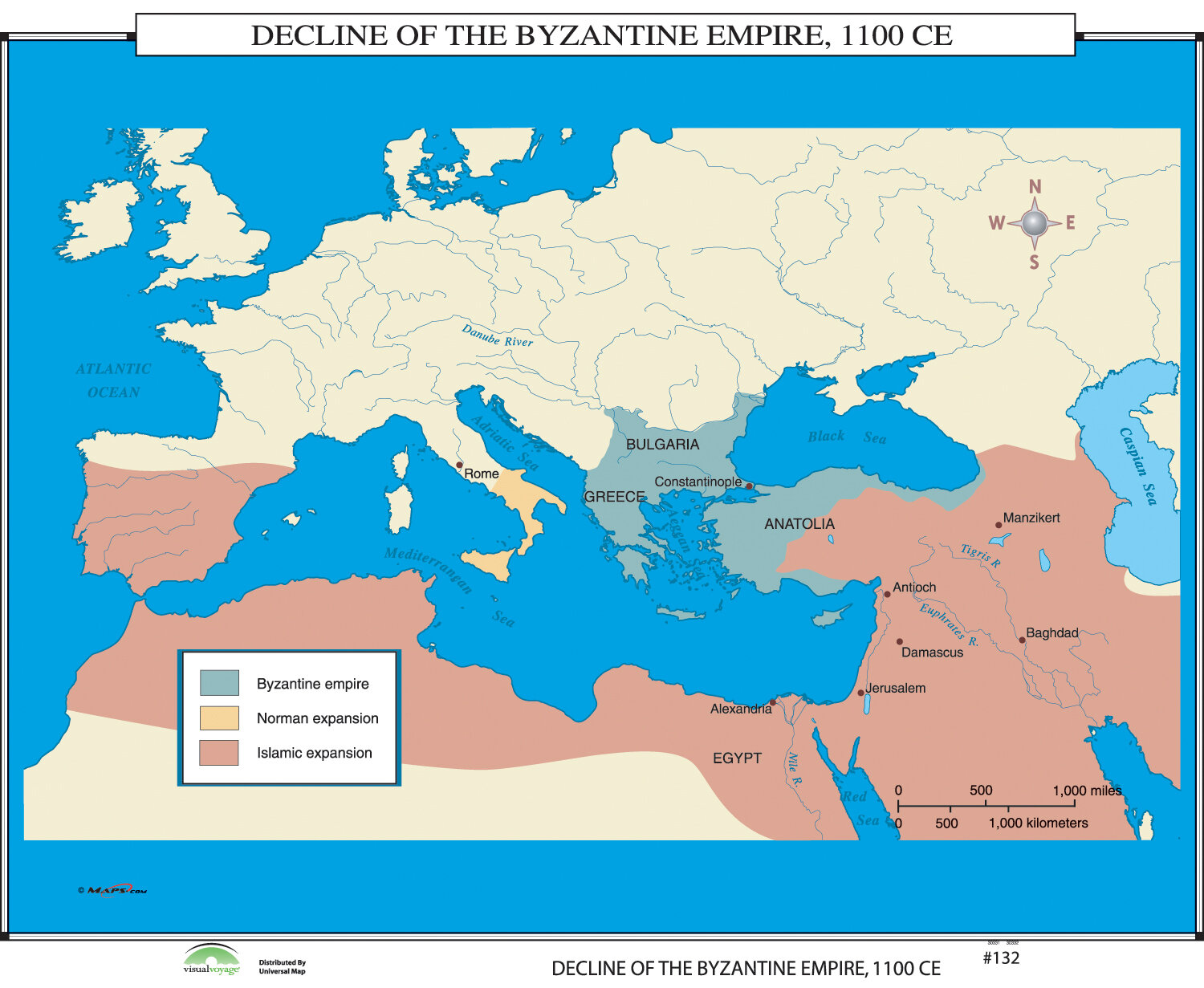 World History Wall Maps Decline Of Byzantine Empire 