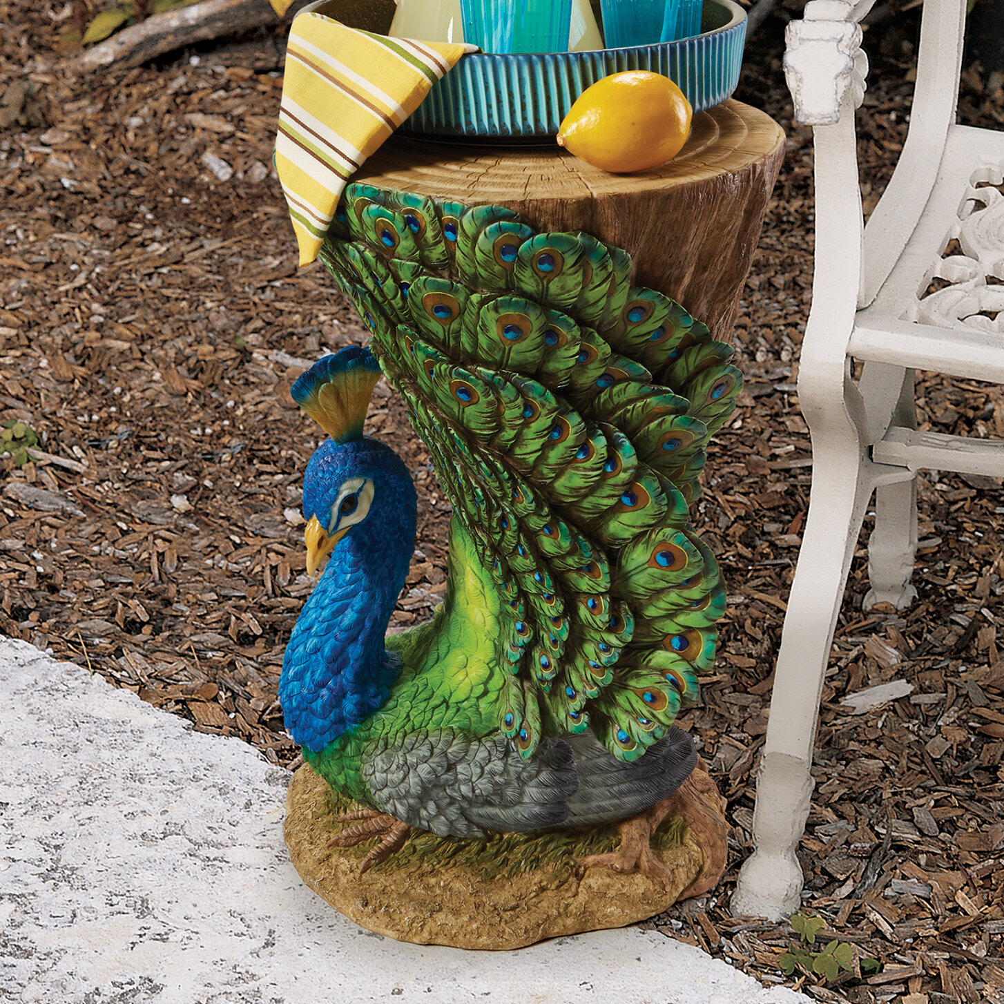 Design Toscano Provocative Peacock Sculptural Pedestal & Reviews | Wayfair