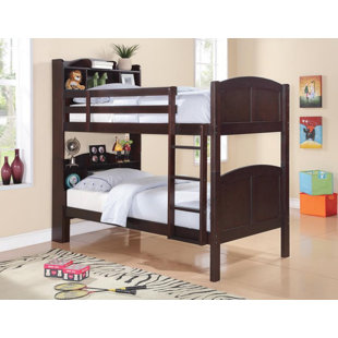 Velazquez Twin Over Twin Bunk Bed with Bookcase by Harriet Bee