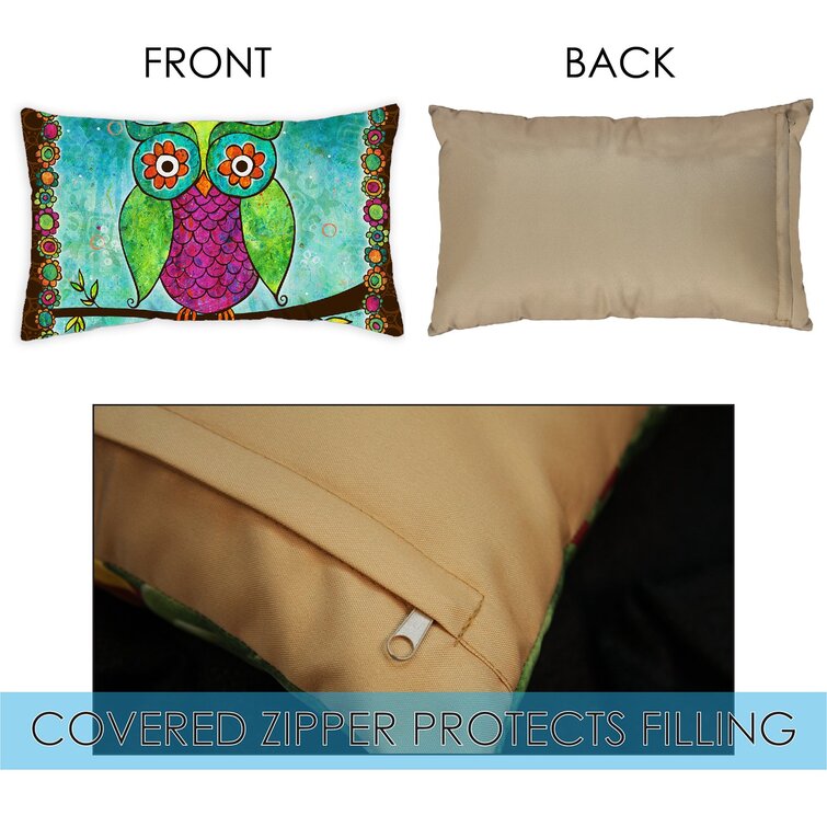 Case Pillow Toland Home Garden Rainbow Owl 18 x 18 Inch Indoor 2-Pack 
