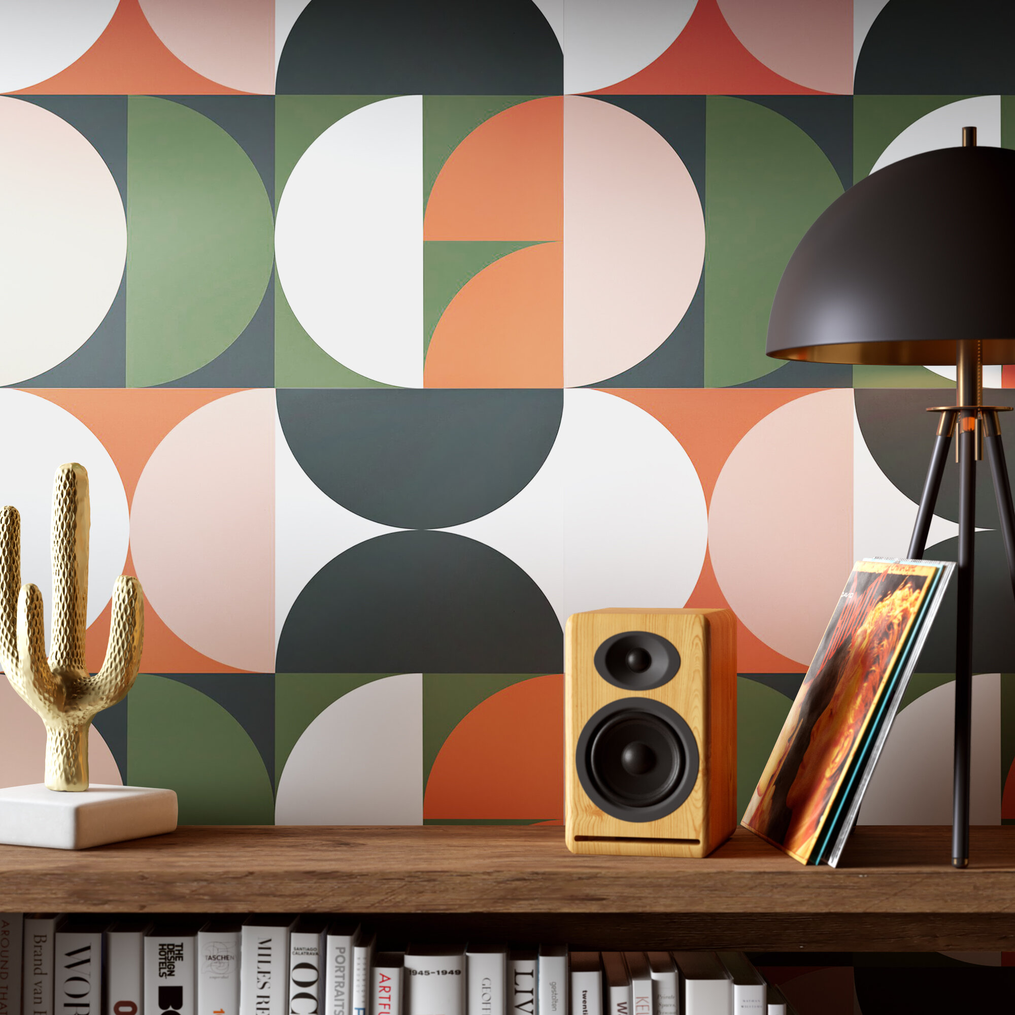 Peel-and-Stick Removable Wallpaper Modernism Mid Century Modern Abstract Geo Mod
