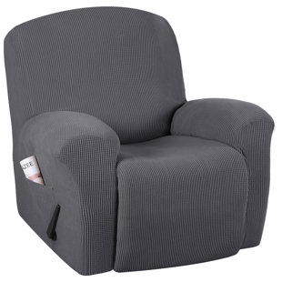 4x Stretch Recliner Chair Slipcover Velet Sofa Couch Cover Protector Light Gray 