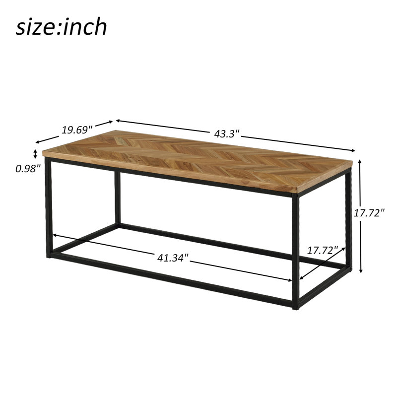 17 Stories Wooden Coffee Table Rectangular Modern Industrial