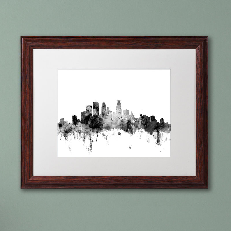 Trademark Art Minneapolis Mn Skyline B W Framed Graphic Art Print On Canvas Wayfair
