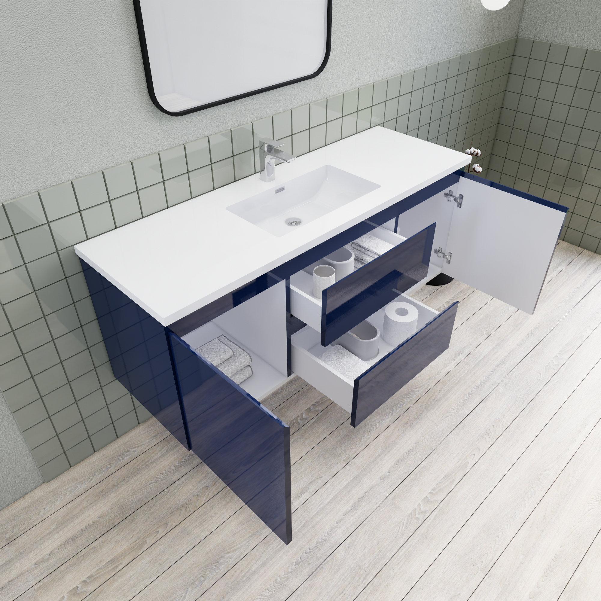 Ivy Bronx 60 Inch Single Sink Floating Modern Bathroom Vanity Wayfair