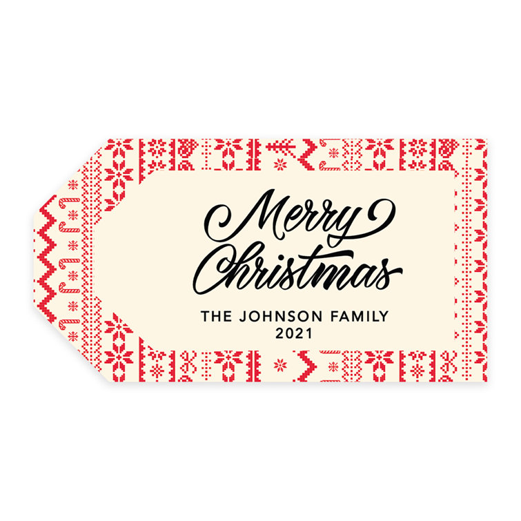 Custom Self Adhesive Classic Nordic Scandi Merry Christmas Name Labels