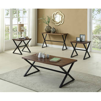 Brayden Studio Carreras Distressed Wooden 3 Piece Coffee Table Set