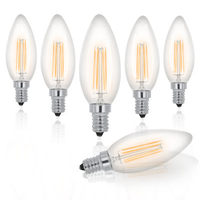 4 watt (40 watt equivalent), b10 led, dimmable light bulb, warm white base e12/candelabra base