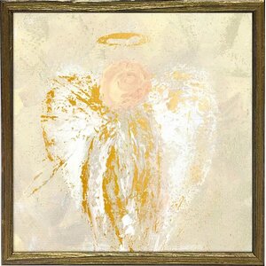 'Holiday-Be Still Angel - Gold' Framed Acrylic Painting Print on Canvas