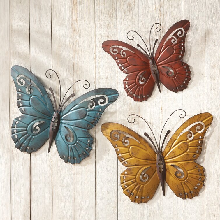 Rosalind Wheeler Nature Inspired Butterfly 3 Piece Set & Reviews | Wayfair