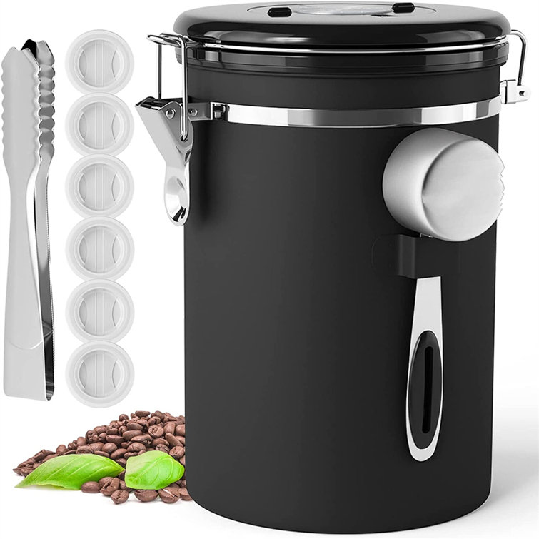 Boite A Cafe Boîte Café Acier Inoxydable 1,8L - Conservation Hermétique Avec Suivi Date Boîte Cuisine Avec Dateur