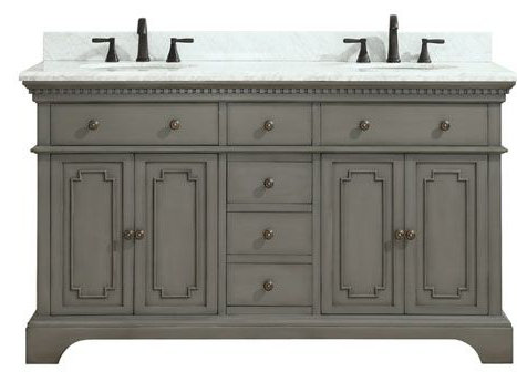 Ruthann Marble Top 61" Double Bathroom Vanity Set