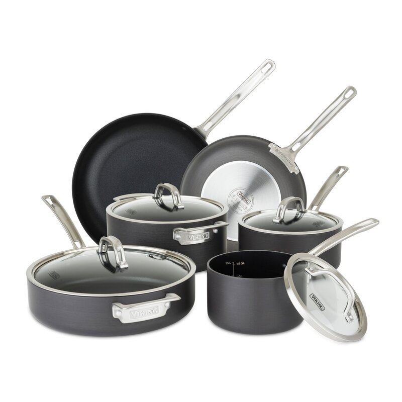 10-Piece Our Table Forged Aluminum Ceramic Nonstick Cookware Set only  $60.00