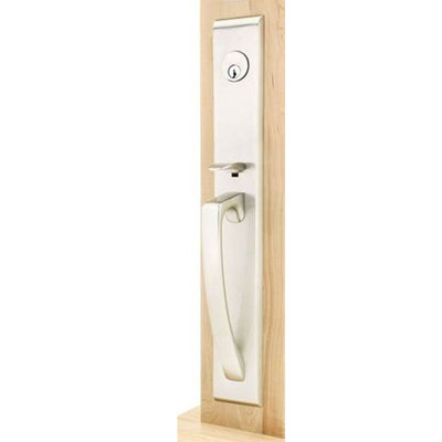 Orion Single Cylinder Keyed Entry Handleset Emtek Interior KnobLever Type Aireon Lever Finish Satin Nickel Handle Orientation Left Handed