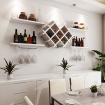 White Wall Mount Wine Rack Bottle Glass Holder 4 Shelves Bar Accessories Shelf White Wall Mount Wine Rack Bottle Glass Holder 4 Shelves Bar Accessories Shelf