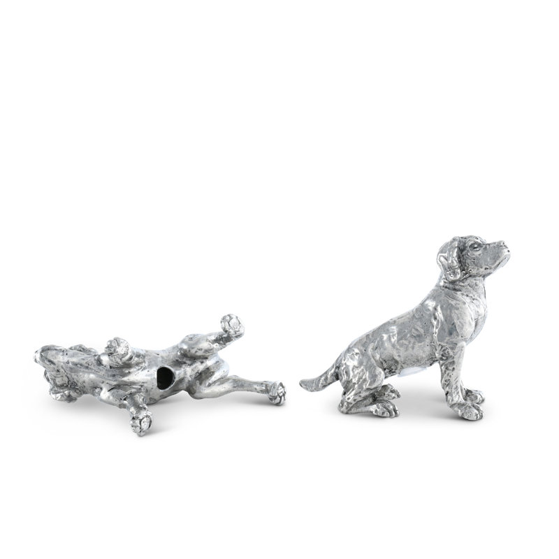 Vagabond House Morning Hunt Pewter Spaniel Dog Salt And Pepper Shaker Set