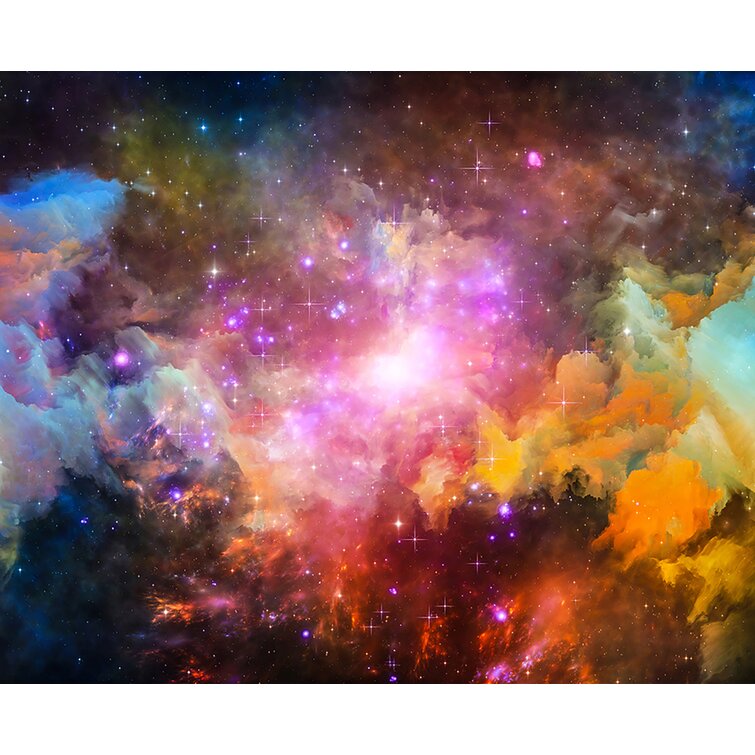 Outer Space Nebula Wall Mural Purple Pink Sky Photo Wallpaper Bedroom Home Decor 