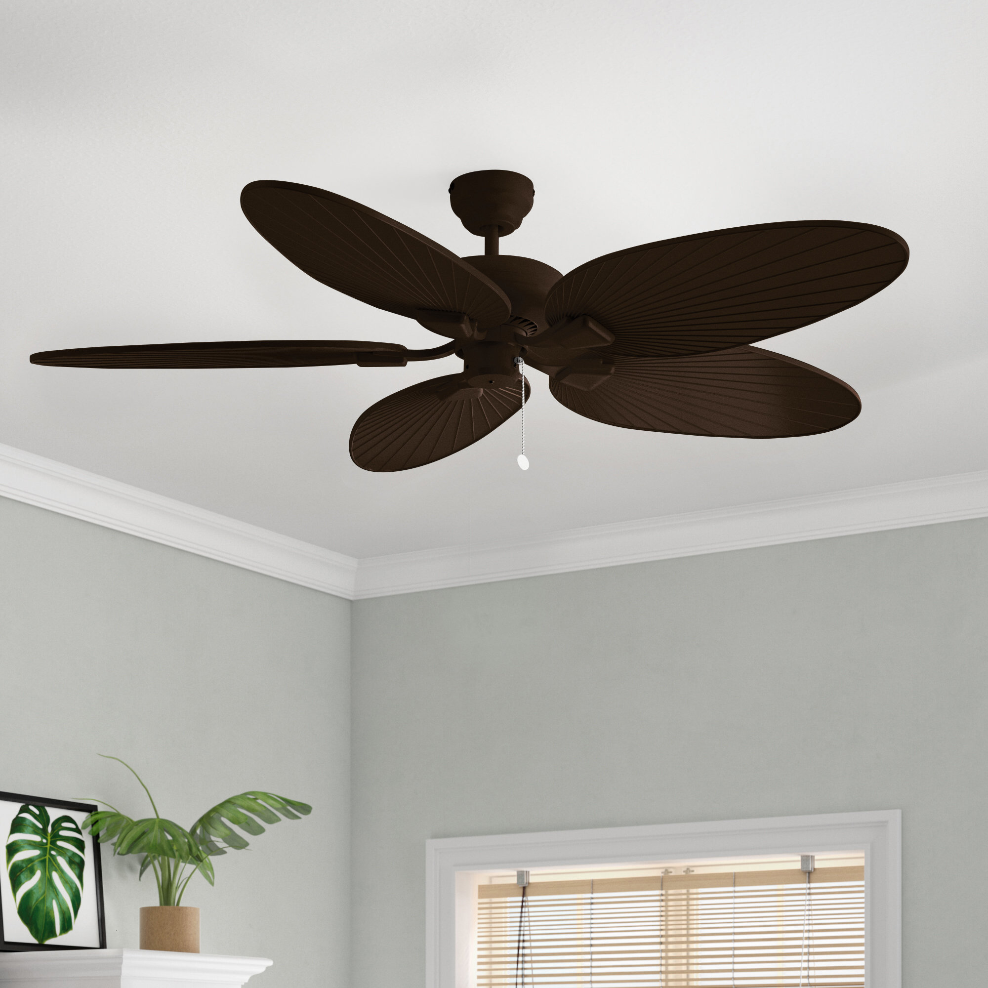 52 in Wet Rated Ceiling Fan 5 Blade Indoor Outdoor 3 Speed Reversible Pull Chain 