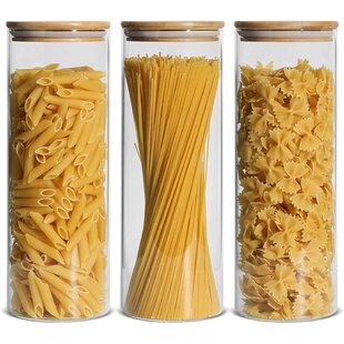 Pasta Container Food Storage Spaghetti Cereal Keeper Plastic Tall Jar with Lid 