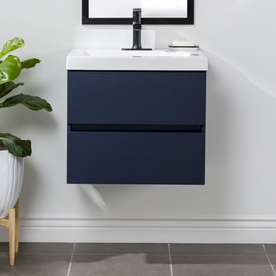 24.5" wall-mounted single bathroom vanity with cultured marble top