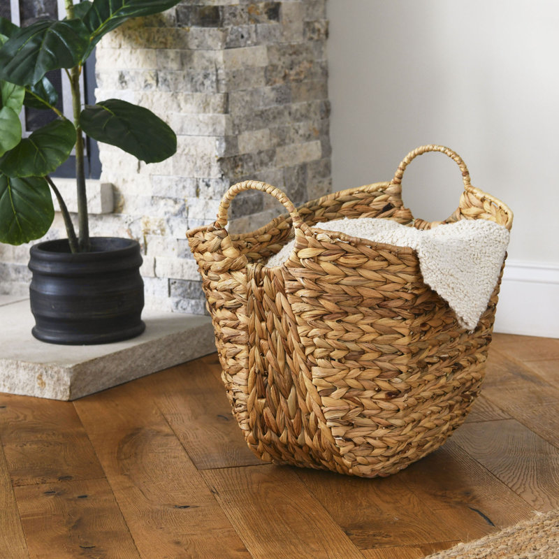 Scoop Basket with Handles Color: Natural - Water Hyacinth