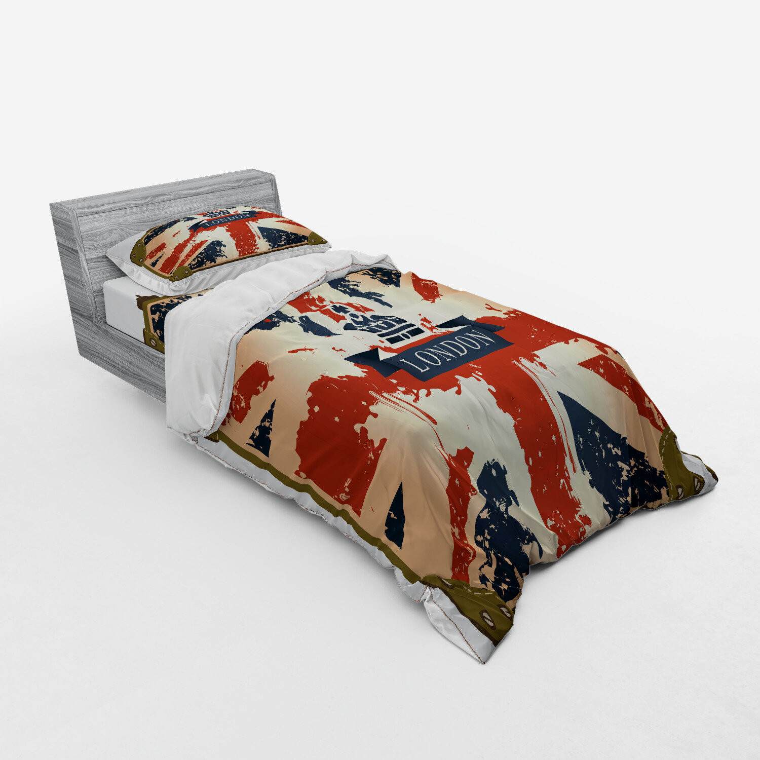 Union Jack British Blue Red White King Size Duvet Cover Bedding