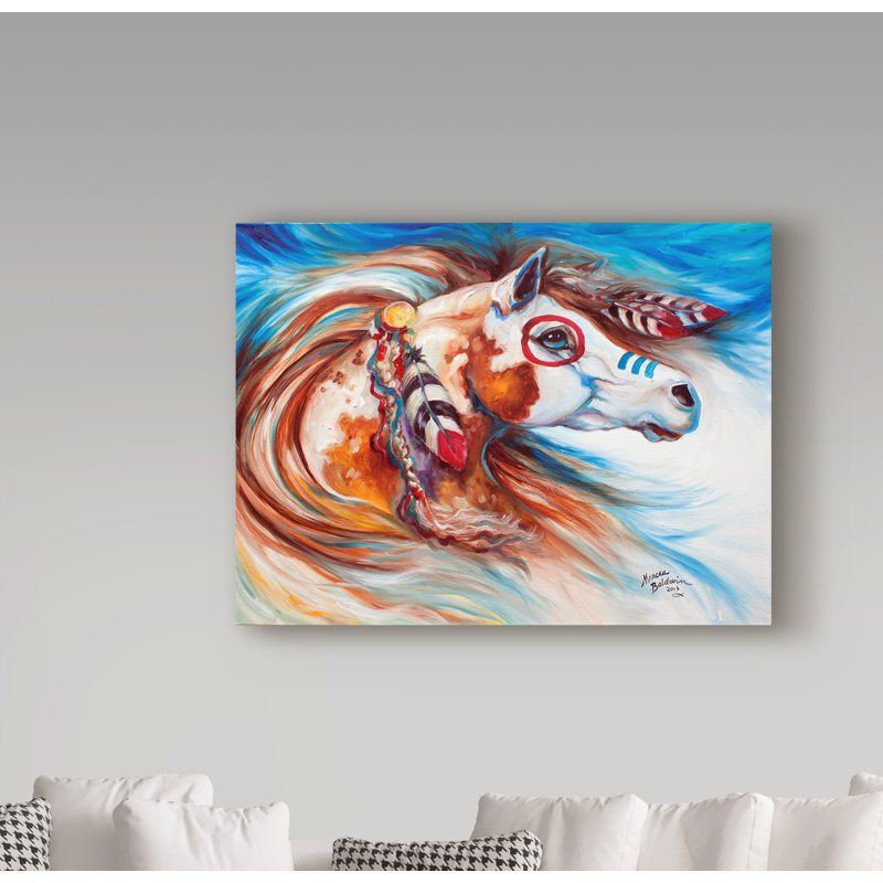 Trademark Art Wind Of Thunder Indian War Horse Acrylic Painting