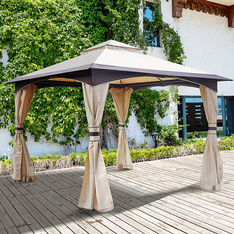 Outsunny Soft Top Outdoor 10 Ft W X 10 Ft D Steel Patio Gazebo Reviews Wayfair
