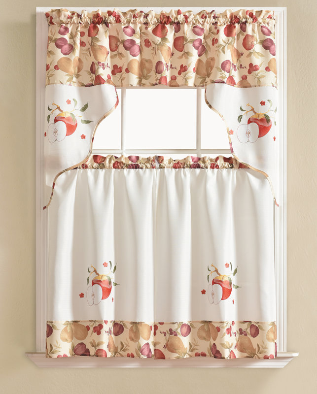 Apple 3 Pc Kitchen Curtain Set